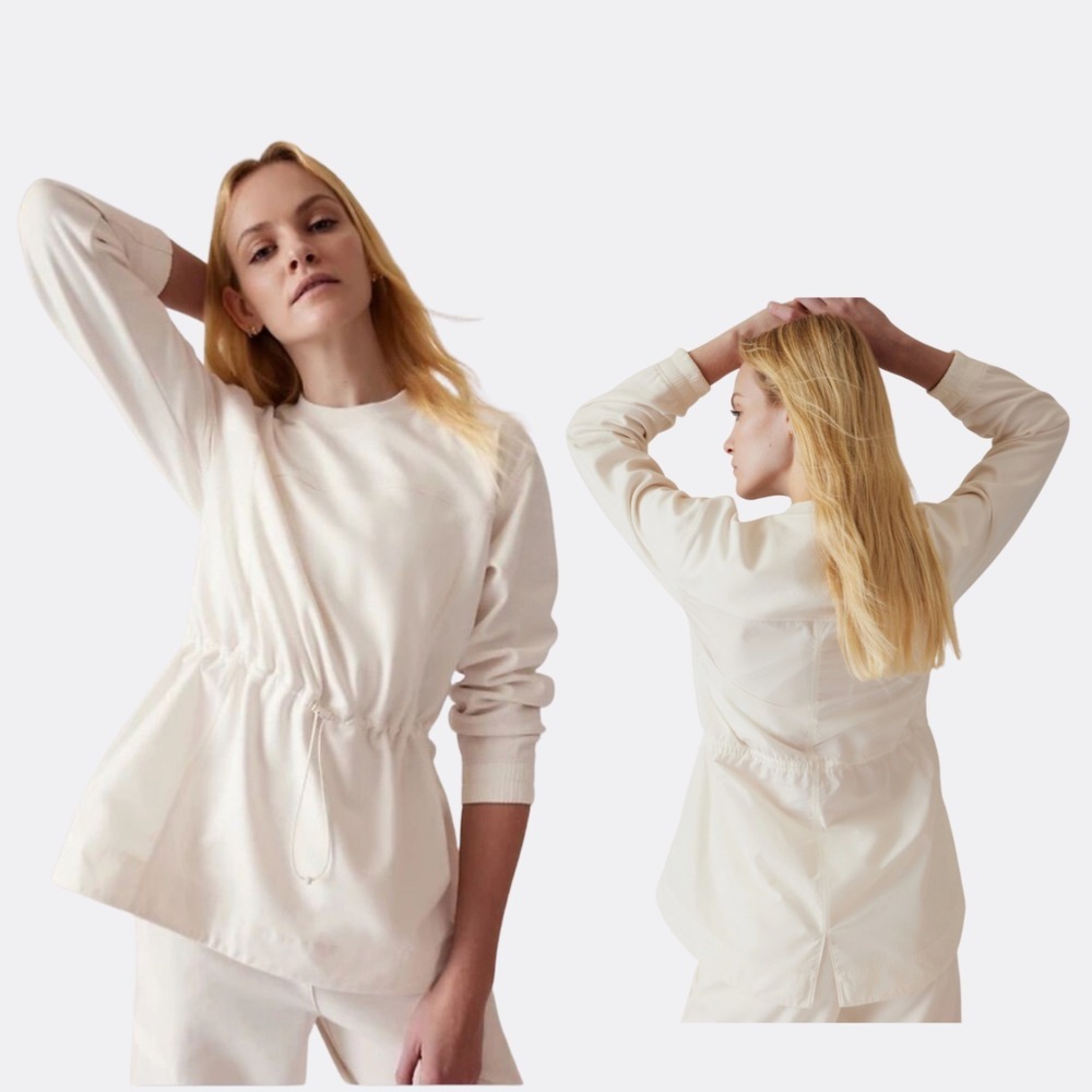 Athleta Triumph Hybrid Crewneck Sweatshirt,Magnolia White SIZE M  #986965 X0921H